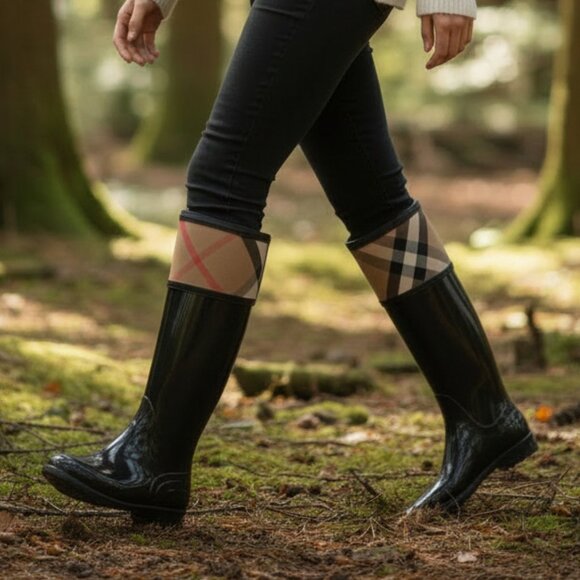 Burberry Women Nova Check Pattern Rain Boots Size: 7 (37) - Iconic Style - Picture 9 of 10